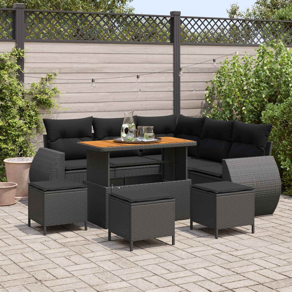 vidaXL Gartensofa-set 9 pcs 8-Sitzanzahl Schwarz Poly-Rattan