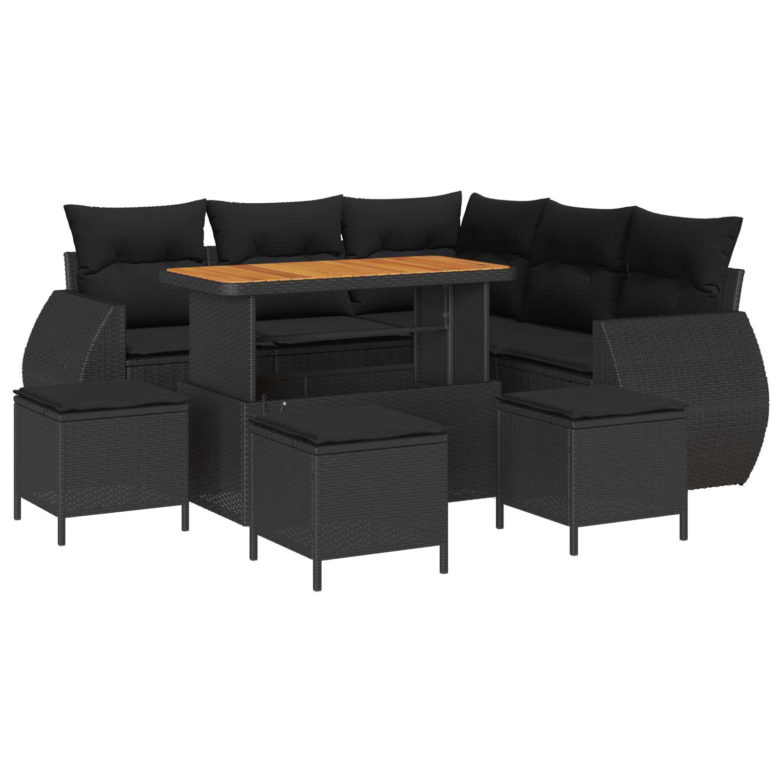 vidaXL Gartensofa-set 9 pcs 8-Sitzanzahl Schwarz Poly-Rattan