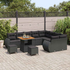 vidaXL Gartensofa-set mit Kissen mit Kissen 12 pcs Schwarz Poly Rattan