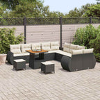 vidaXL Garten-Sofa-Set mit Kissen mit Kissen 13 pcs Schwarz und Creme