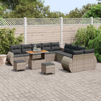 vidaXL Garten-Sofa-Set mit Kissen mit Speicher mit Kissen 13 pcs Grau