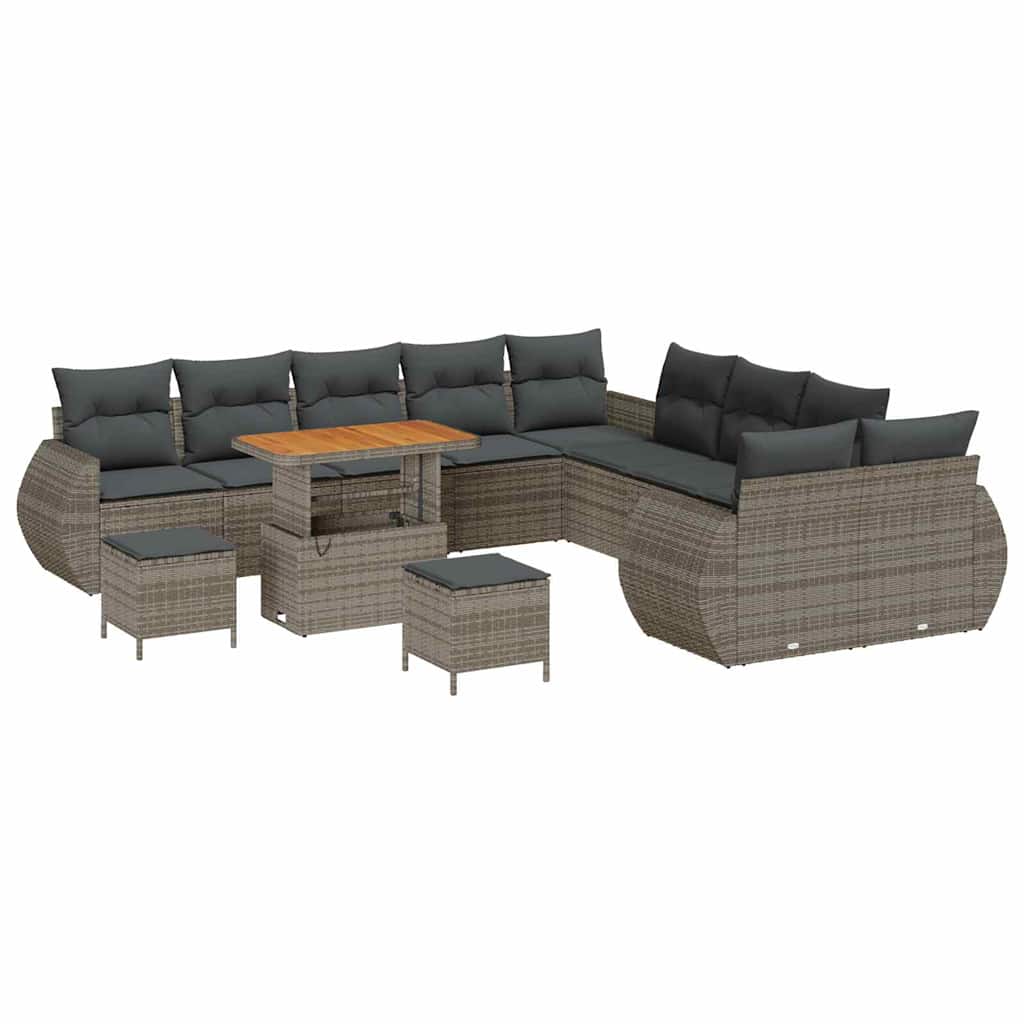 vidaXL Garten-Sofa-Set mit Kissen mit Speicher mit Kissen 13 pcs Grau