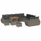 vidaXL Garten-Sofa-Set mit Kissen mit Speicher mit Kissen 13 pcs Grau
