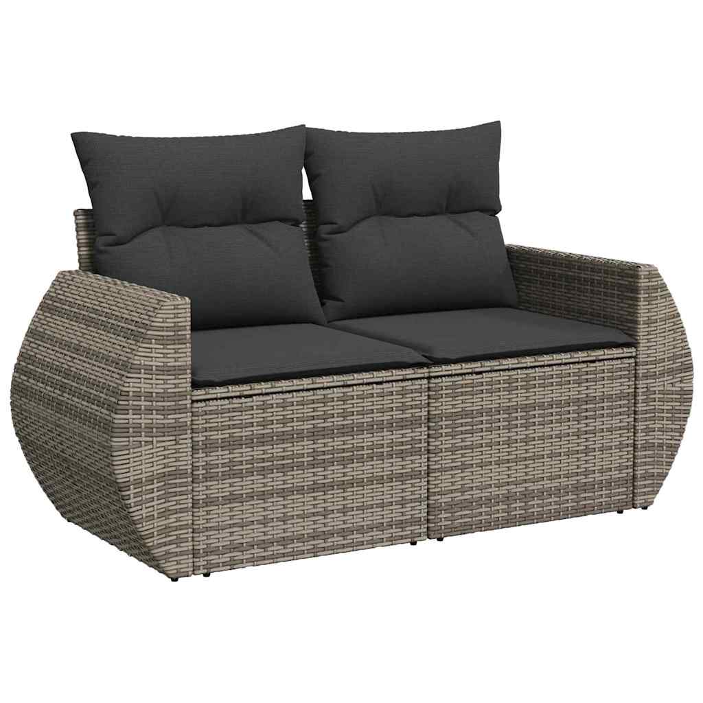 vidaXL Garten-Sofa-Set mit Kissen mit Speicher mit Kissen 13 pcs Grau