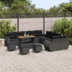 vidaXL Garten-Sofa-Set mit Kissen mit Speicher 14 pcs Schwarz