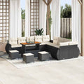 vidaXL Garten-Sofa-Set mit Kissen mit Kissen 14 pcs Schwarz und Creme