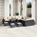 vidaXL Garten-Sofa-Set mit Kissen mit Kissen 14 pcs Schwarz und Creme
