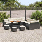 vidaXL Garten-Sofa-Set mit Kissen mit Kissen 14 pcs Schwarz und Creme