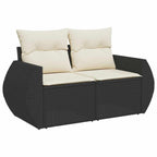 vidaXL Garten-Sofa-Set mit Kissen mit Kissen 14 pcs Schwarz und Creme