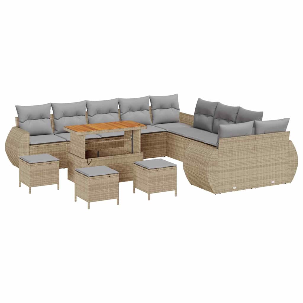 vidaXL Garten-Sofa-Set mit Kissen 14 pcs Beige und Hellgrau