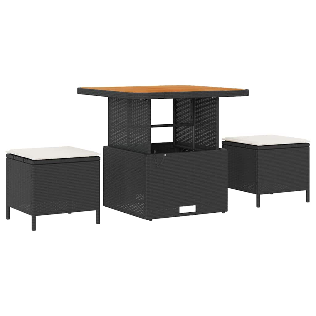 vidaXL Gartensofa-set Schwarz und Creme 221 x 204 x 85 cm Poly Rattan