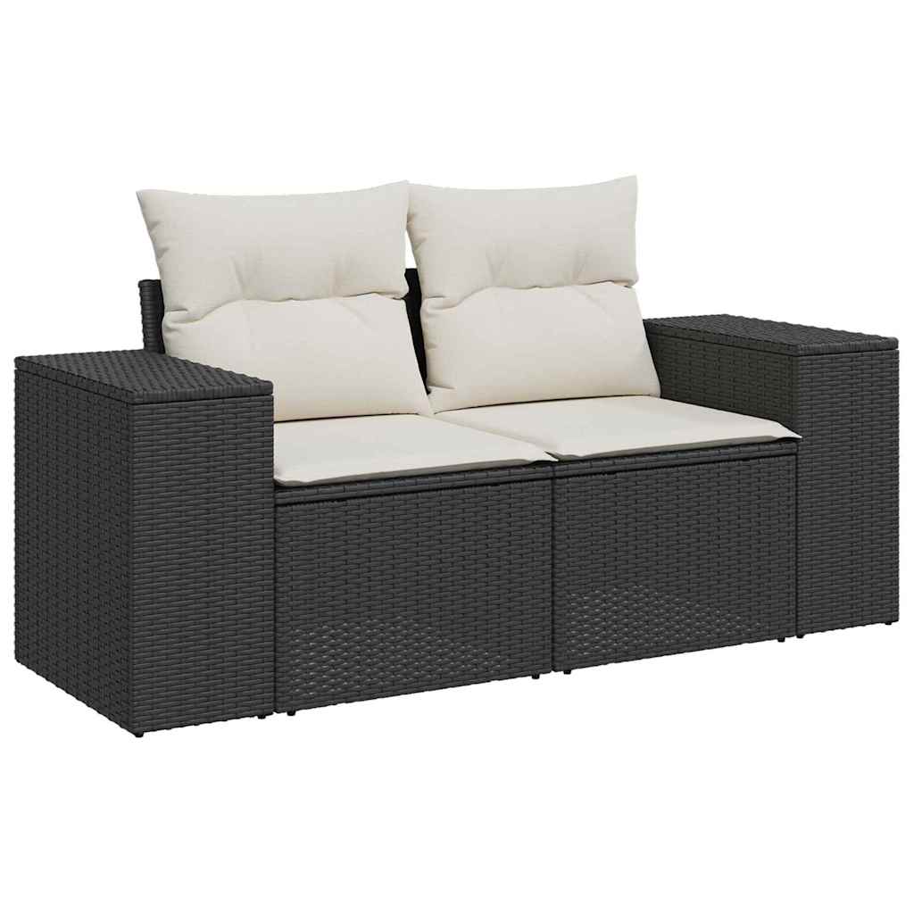 vidaXL Gartensofa-set Schwarz und Creme 221 x 204 x 85 cm Poly Rattan