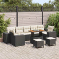 vidaXL Garten-Sofa-Set mit Kissen mit Kissen 10 pcs Schwarz und Creme