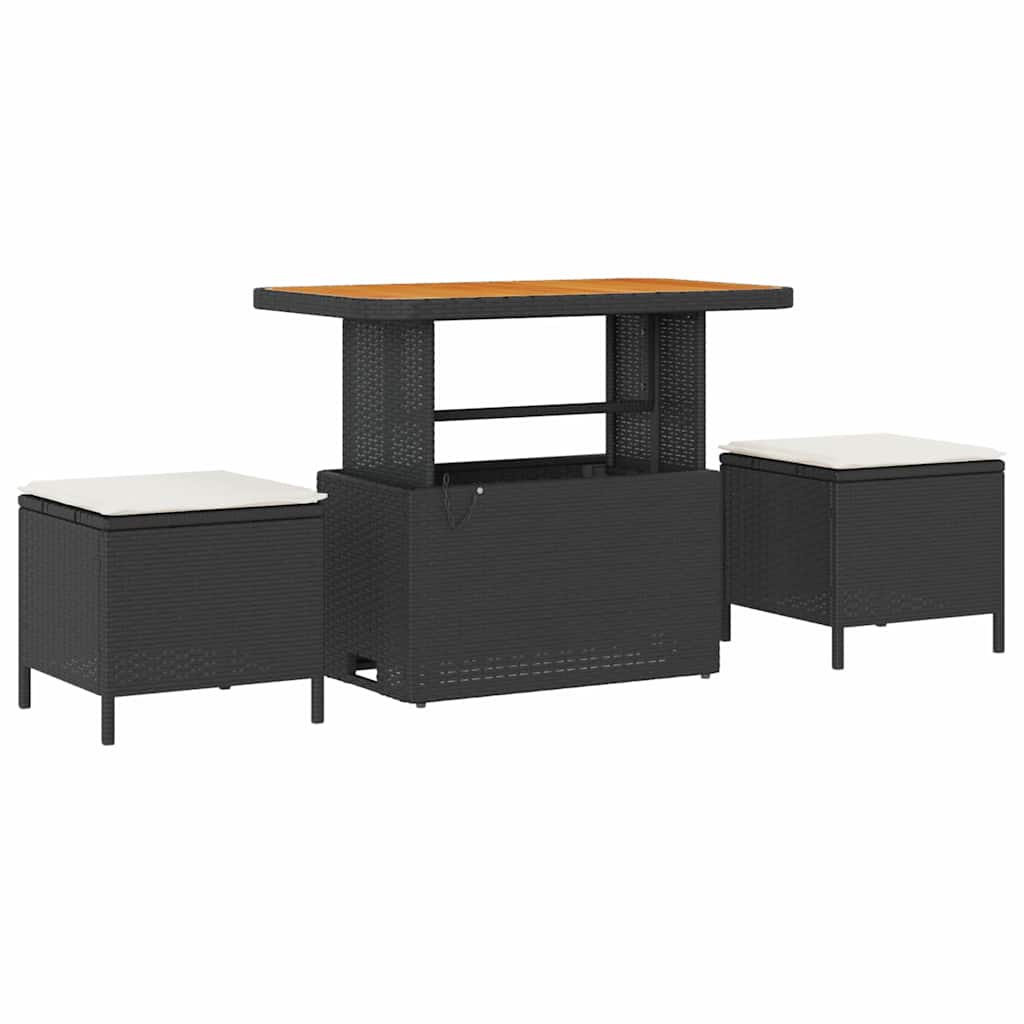 vidaXL Garten-Sofa-Set mit Kissen mit Kissen 10 pcs Schwarz und Creme