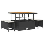 vidaXL Garten-Sofa-Set mit Kissen mit Kissen 12 pcs Schwarz und Creme