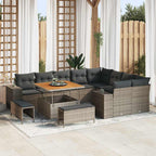 vidaXL Garten-Sofa-Set mit Kissen mit Speicher mit Kissen 12 pcs Grau