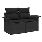 vidaXL Garten-Sofa-Set mit Kissen mit Speicher Schwarz 80 x 80 x 71 cm