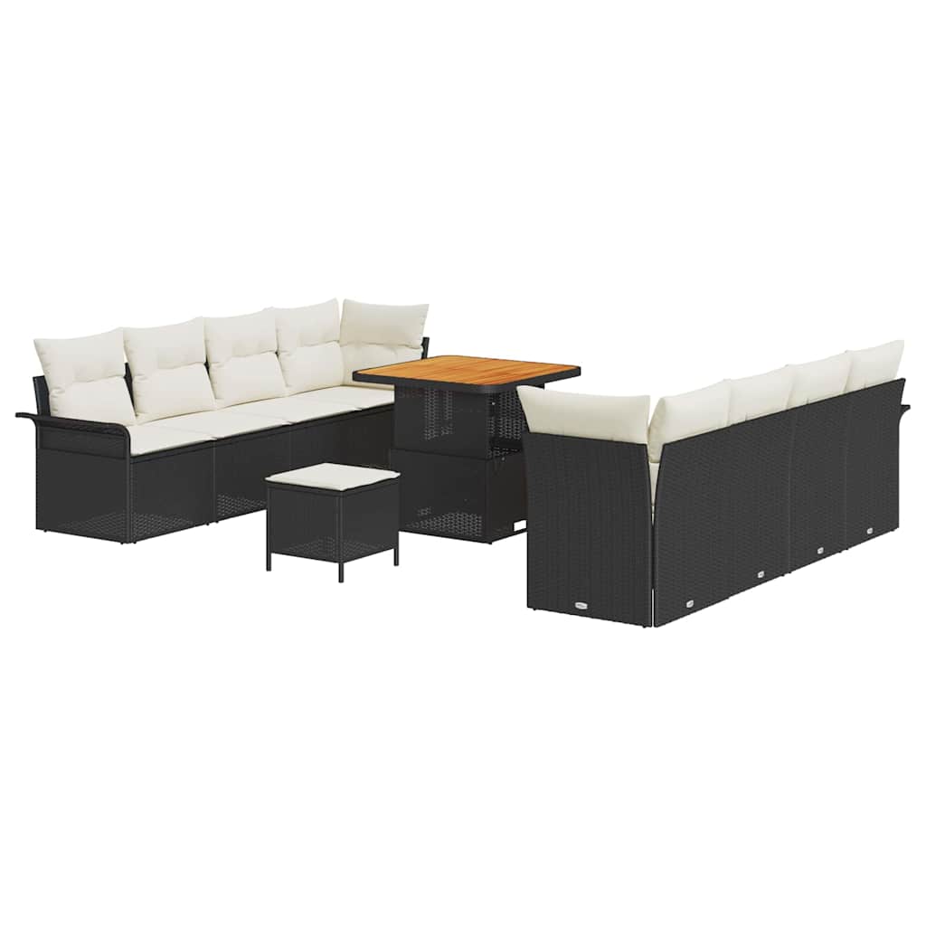 vidaXL Garten-Sofa-Set mit Kissen Schwarz und Creme 80 x 80 x 71 cm