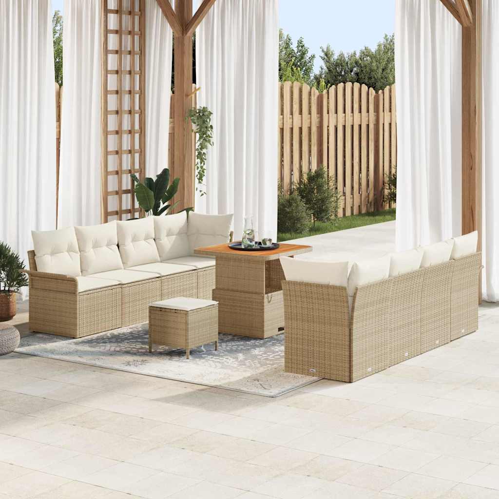 vidaXL Garten-Sofa-Set mit Kissen Schwarz und Creme 80 x 80 x 71 cm
