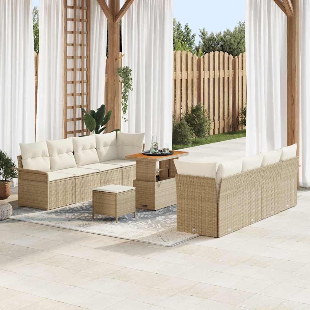 vidaXL Garten-Sofa-Set mit Kissen Schwarz und Creme 80 x 80 x 71 cm