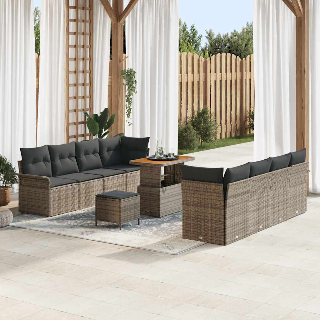 vidaXL Garten-Sofa-Set mit Kissen mit Speicher Schwarz 80 x 80 x 71 cm