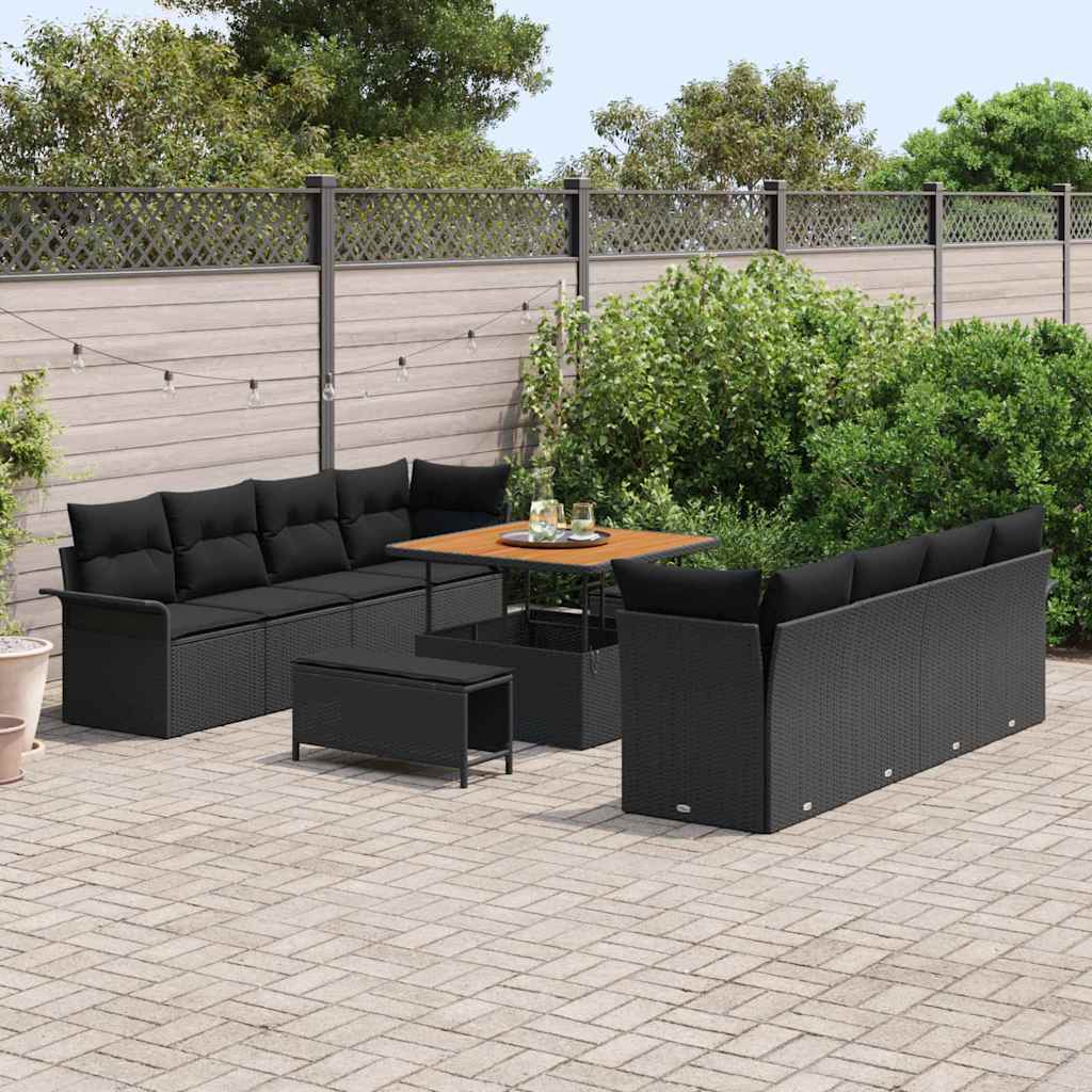 vidaXL Garten-Sofa-Set mit Kissen Schwarz 100 x 100 x 71 cm