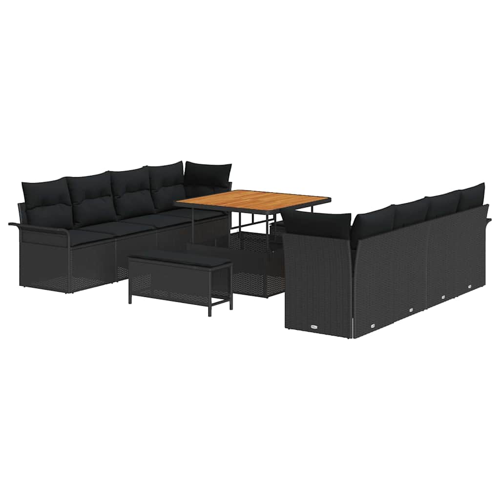 vidaXL Garten-Sofa-Set mit Kissen Schwarz 100 x 100 x 71 cm
