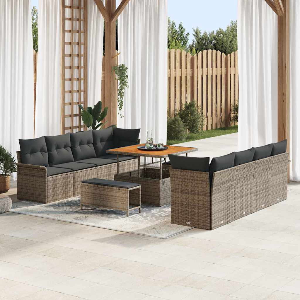 vidaXL Garten-Sofa-Set mit Kissen mit Speicher Schwarz 80 x 80 x 71 cm