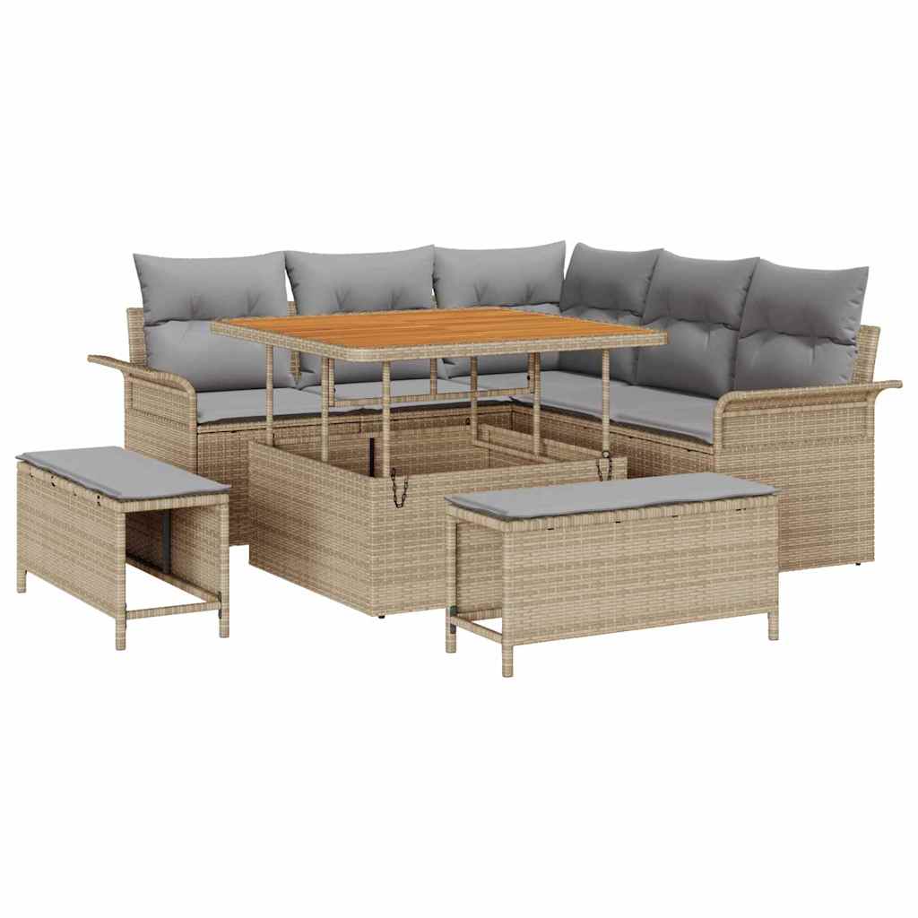 vidaXL Garten-Sofa-Set mit Kissen mit Kissen 8 pcs Beige und Hellgrau