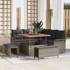 vidaXL Garten-Sofa-Set mit Kissen mit Speicher mit Kissen 8 pcs Grau