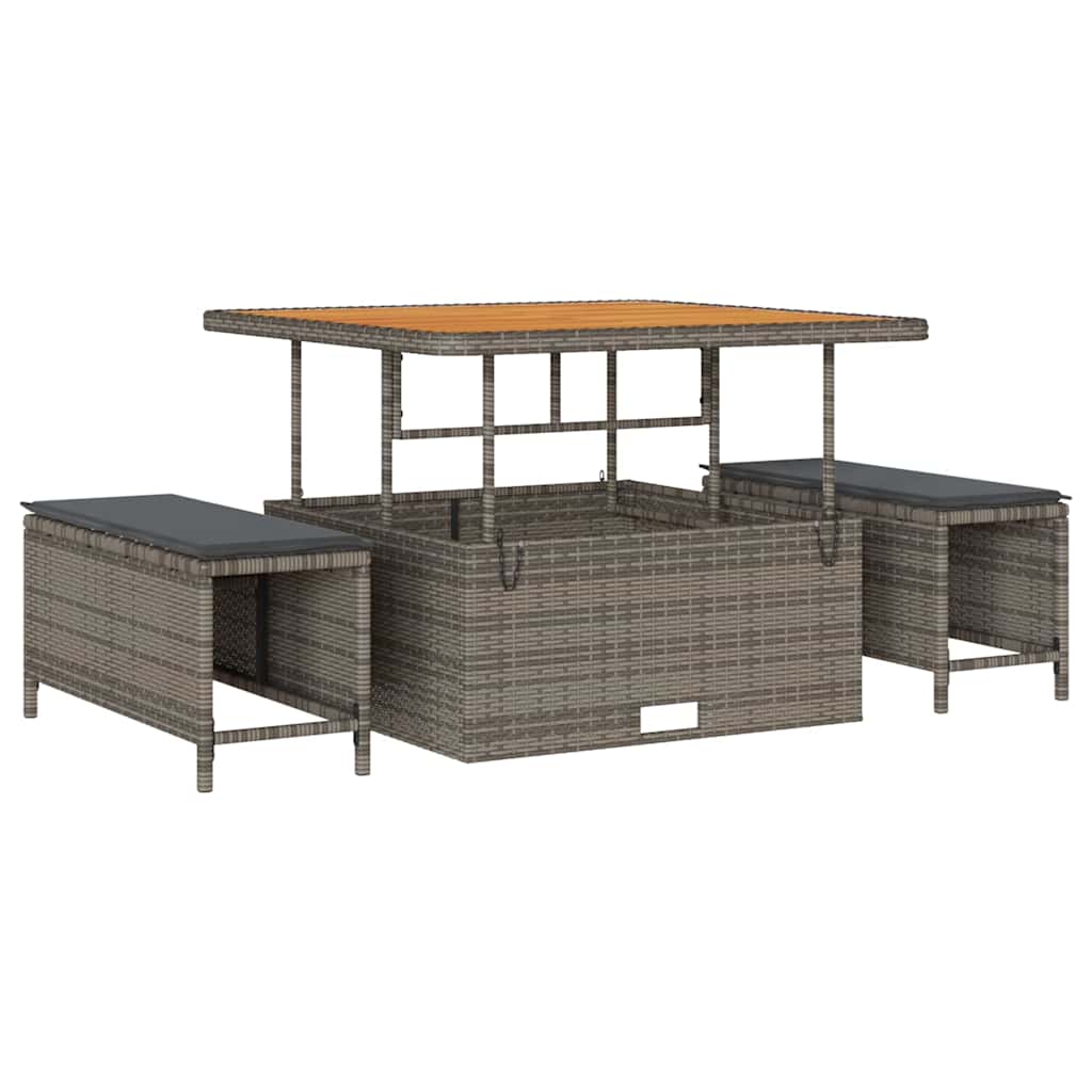vidaXL Garten-Sofa-Set mit Kissen mit Speicher mit Kissen 8 pcs Grau