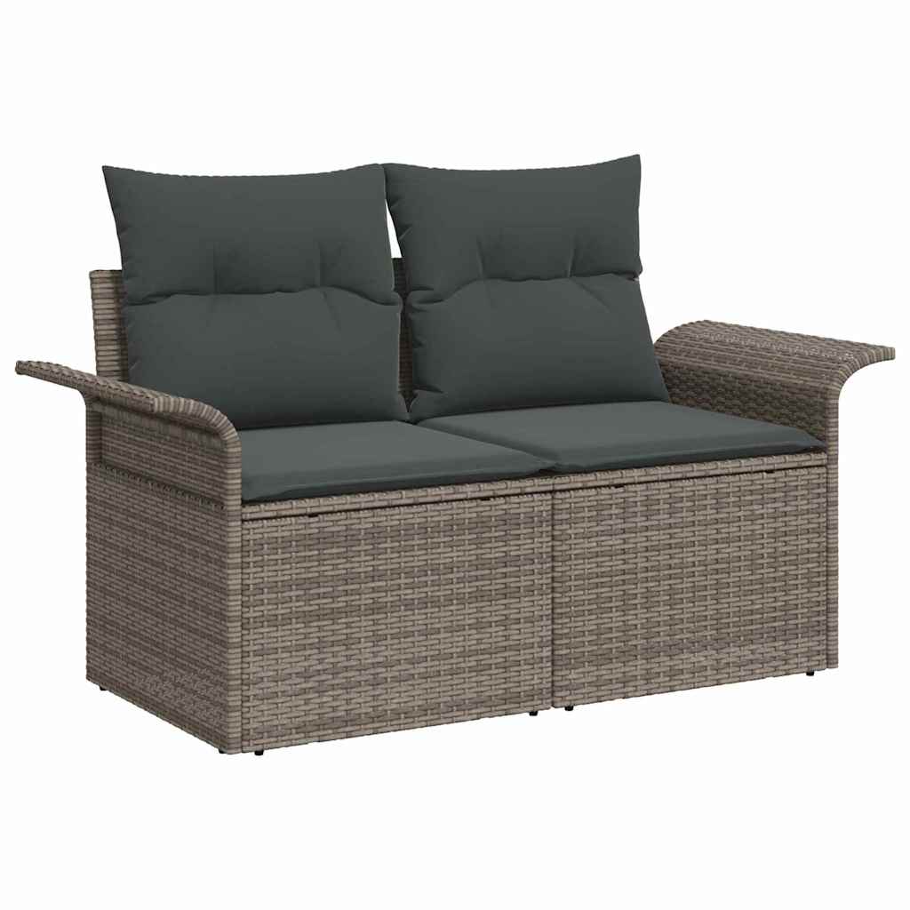 vidaXL Garten-Sofa-Set mit Kissen mit Speicher mit Kissen 8 pcs Grau