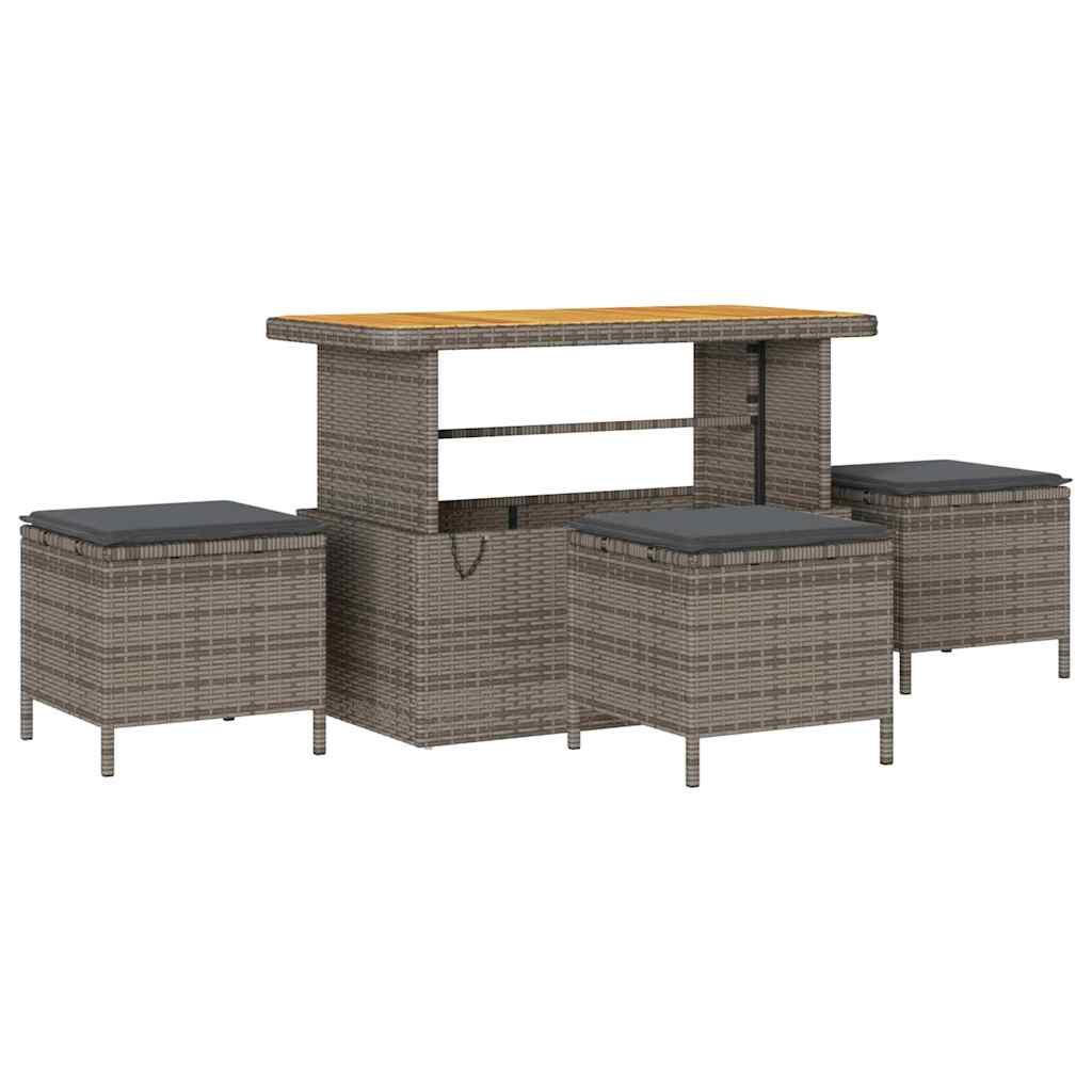 vidaXL Garten-Sofa-Set mit Kissen mit Speicher mit Kissen 9 pcs Grau