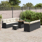 vidaXL Garten-Sofa-Set mit Kissen mit Kissen 11 pcs Schwarz und Creme