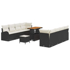 vidaXL Garten-Sofa-Set mit Kissen mit Kissen 11 pcs Schwarz und Creme