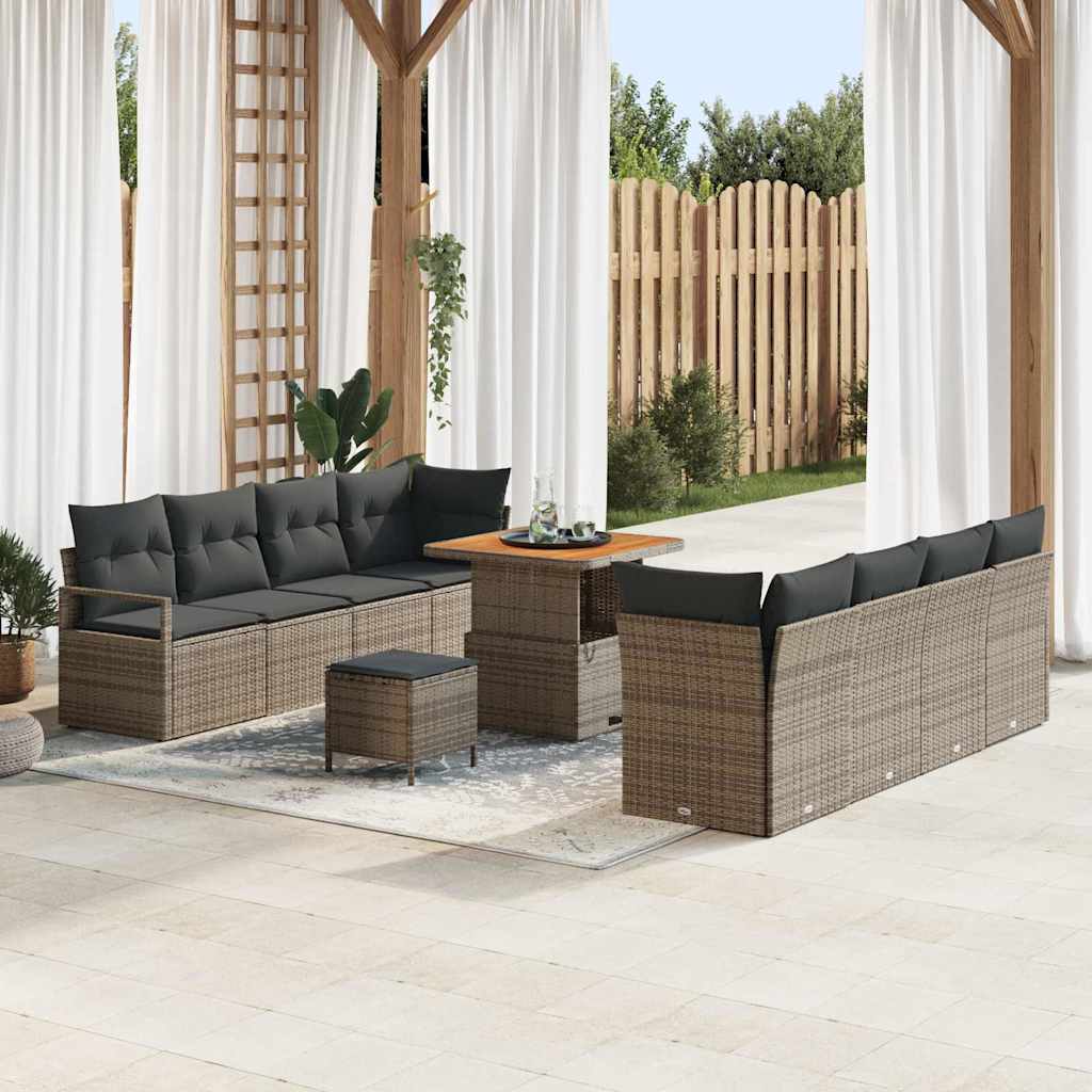 vidaXL Garten-Sofa-Set mit Kissen mit Speicher Schwarz 80 x 80 x 71 cm