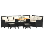 vidaXL 4tlg. Garten-Sofagarnitur mit Kissen L-Form Schwarz Poly Rattan