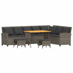 vidaXL 4-tlg. Garten-Sofagarnitur mit Kissen L-Form Grau Poly Rattan