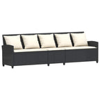 vidaXL Gartensofa mit Kissen Schwarz Poly Rattan