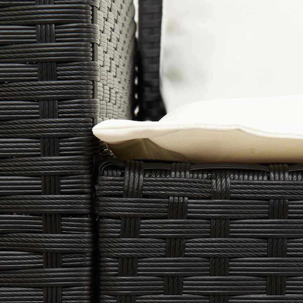 vidaXL Gartensofa mit Kissen Schwarz Poly Rattan