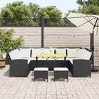 vidaXL 4-tlg. Garten-Sofagarnitur mit Kissen Schwarz Poly Rattan