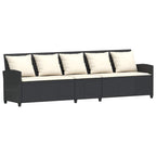 vidaXL 4-tlg. Garten-Sofagarnitur mit Kissen Schwarz Poly Rattan