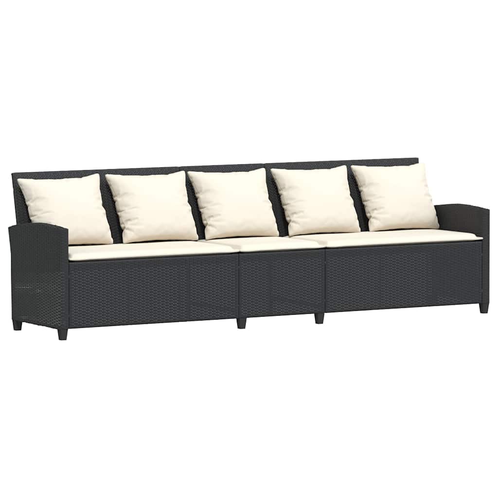 vidaXL 4-tlg. Garten-Sofagarnitur mit Kissen Schwarz Poly Rattan