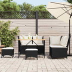vidaXL 5-tlg. Garten-Sofagarnitur mit Kissen Schwarz Poly Rattan