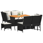vidaXL 5-tlg. Garten-Sofagarnitur mit Kissen Schwarz Poly Rattan