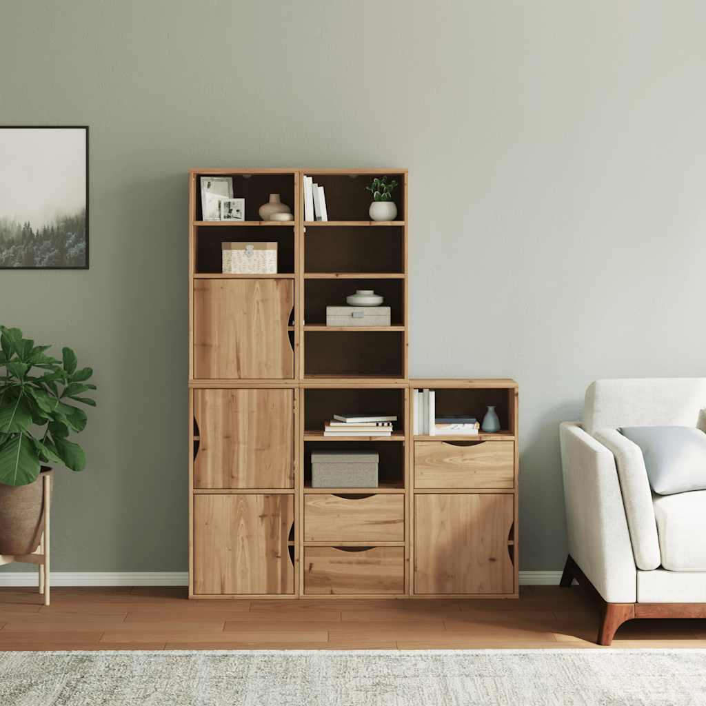 vidaXL Beistellschränke 5 Stk. ODDA 40x24x79 cm Massivholz Kiefer