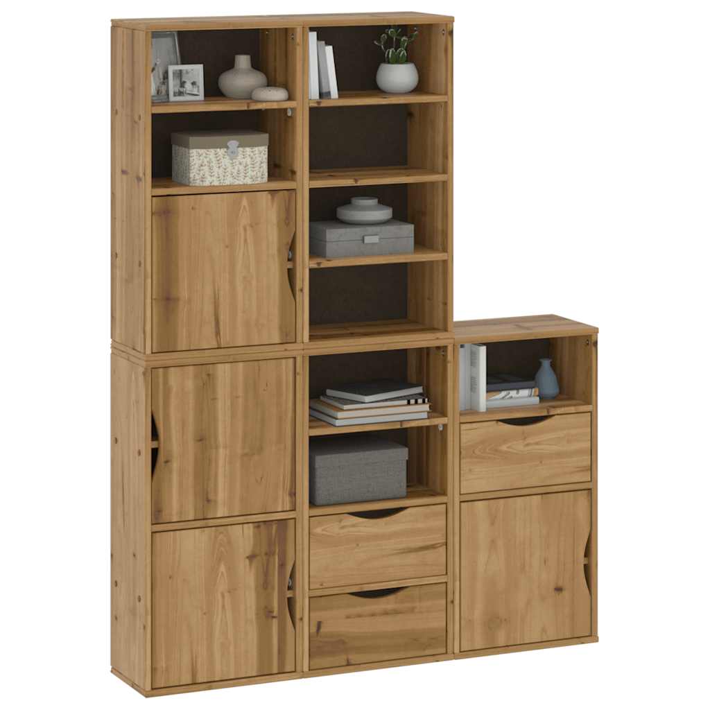 vidaXL Beistellschränke 5 Stk. ODDA 40x24x79 cm Massivholz Kiefer