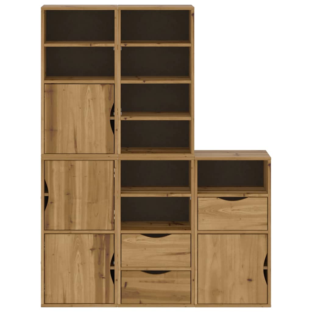 vidaXL Beistellschränke 5 Stk. ODDA 40x24x79 cm Massivholz Kiefer