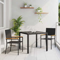 vidaXL Garten Essgruppe 3 pcs Schwarz Poly-Rattan