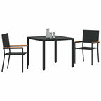 vidaXL Garten Essgruppe 3 pcs Schwarz Poly-Rattan